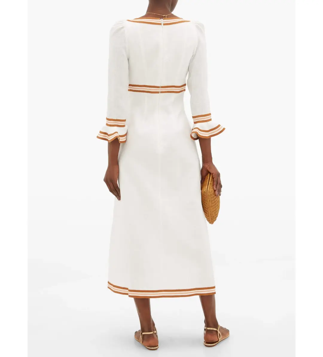 Zimmermann Super Eight Ribbon Midi Dress Ivory Size 1/Au 10 for rent on The Volte - main image