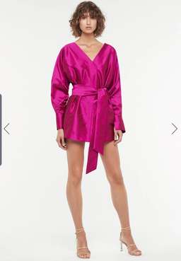 Manning Cartell Fuchsia long sleeve wrap dress size 8 for rent on The Volte - image 1