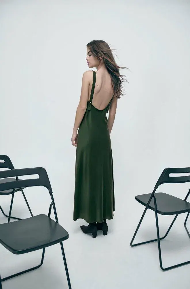 Silk Laundry Deco Ruched Dress Cedar Size XL/ AU 14 for rent on The Volte - main image