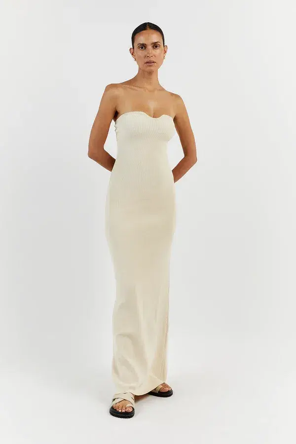 Dissh Veronica Bandeau Maxi Dress Butter Size M / AU 10 for rent on The Volte - main image