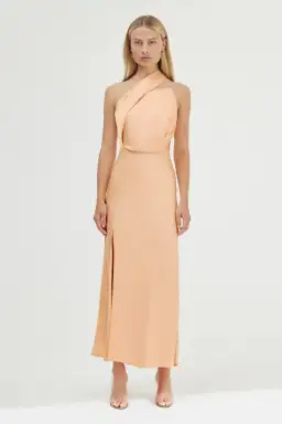 Significant Other Alessia One Shoulder Midi Dress Peach Sherbet Size 8