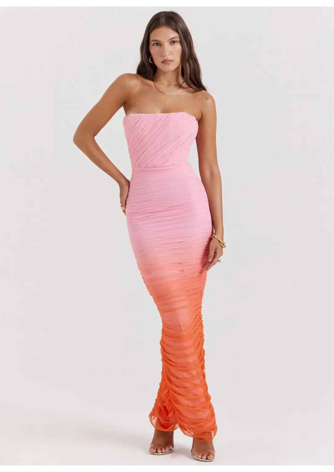 House of CB Sapphire Gathered Maxi Dress Ombre Size 8 for rent on The Volte - main image