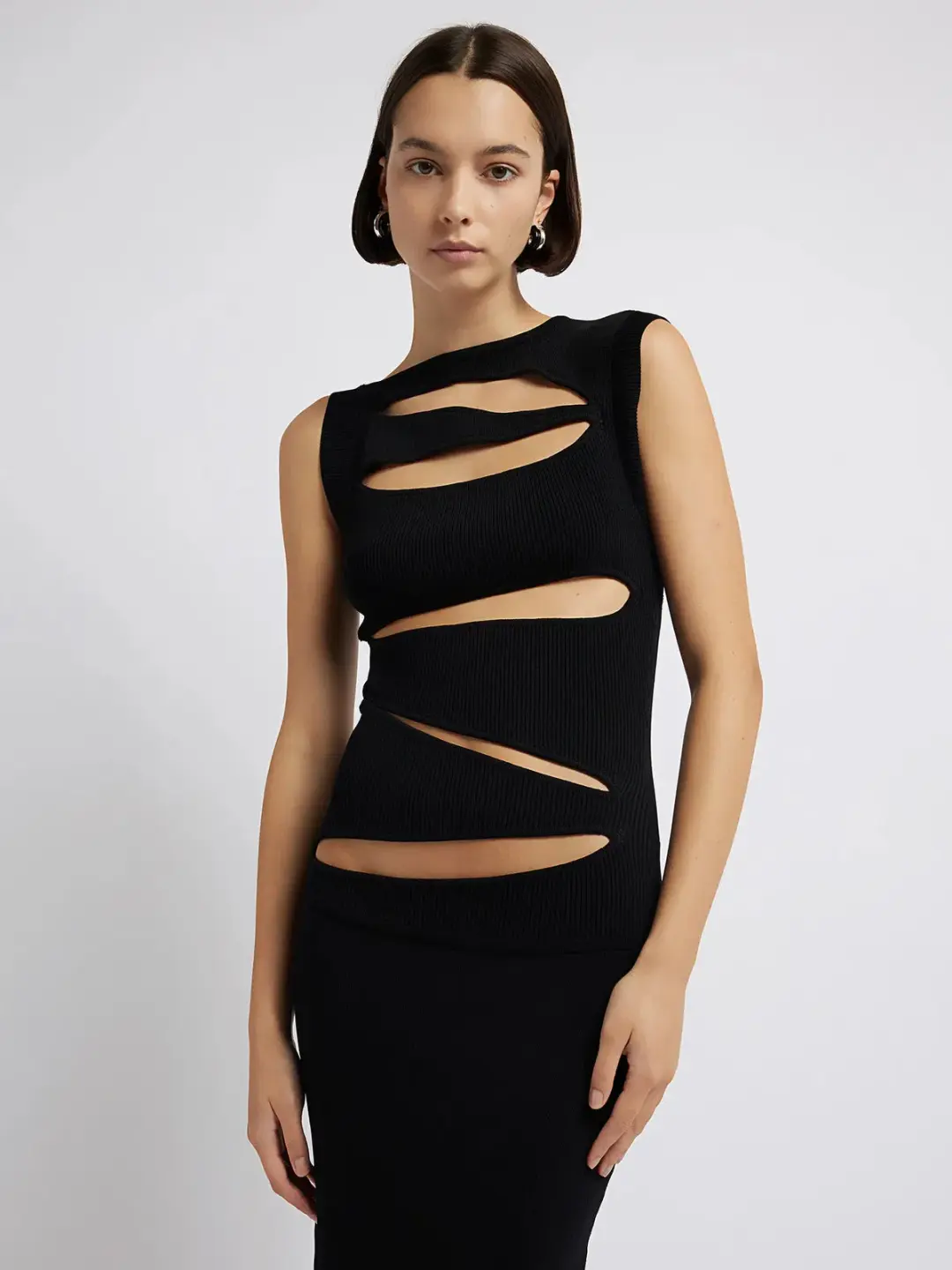 Christopher Esber Knitted Slashed Dress Black Size XS / AU 6 for rent on The Volte - main image
