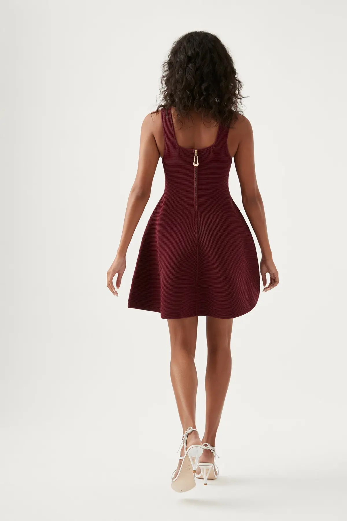 Aje Cast Knit Mini Dress Burgundy Size 8 - Image 3
