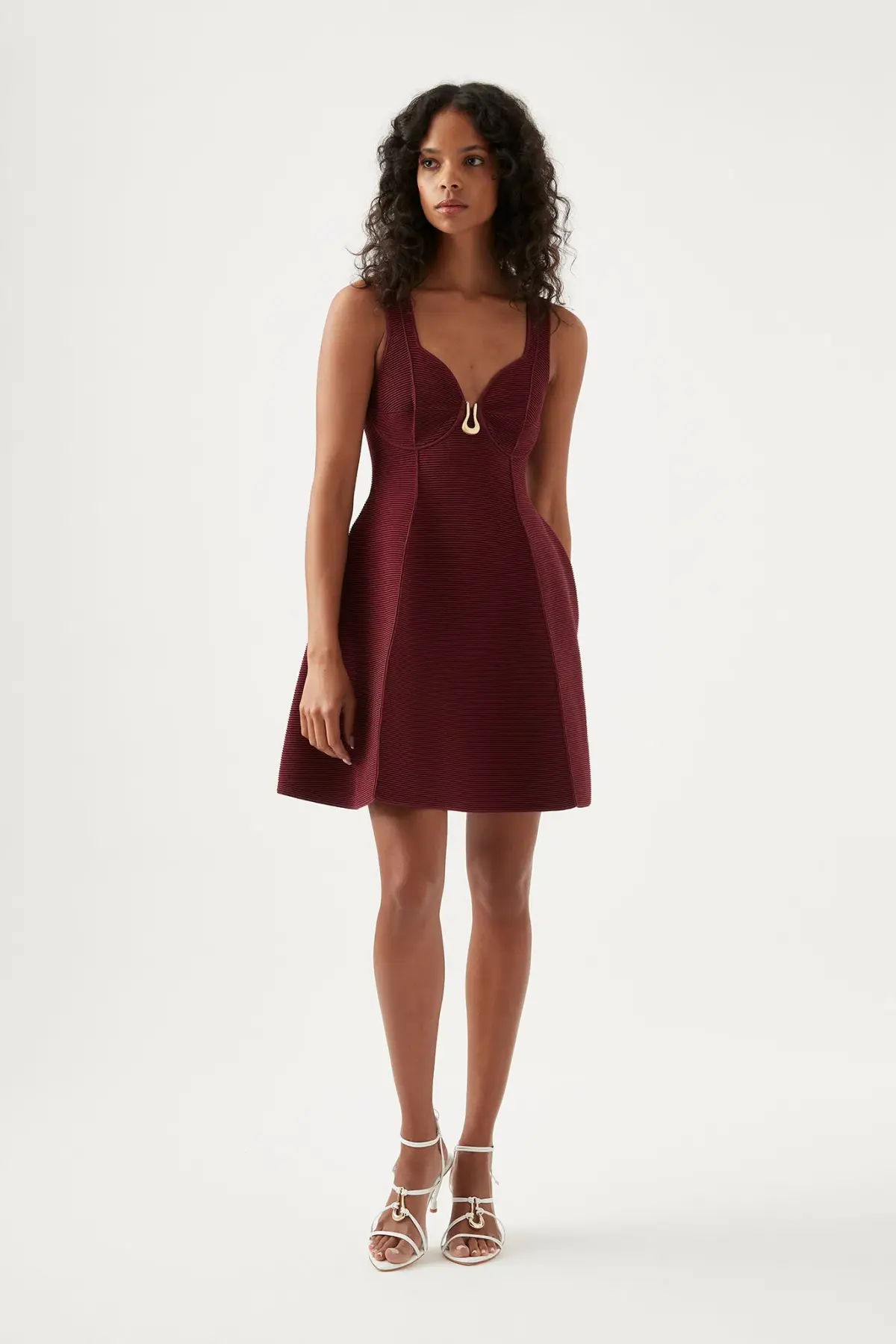 Aje Cast Knit Mini Dress Burgundy Size 8 - Image 1