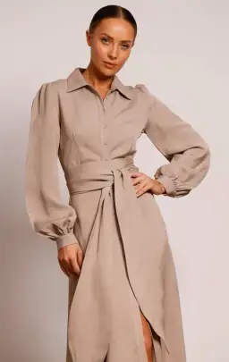 Pasduchas Regalia Shirt Midi Dress Nude Size 8 for rent on The Volte - image 4