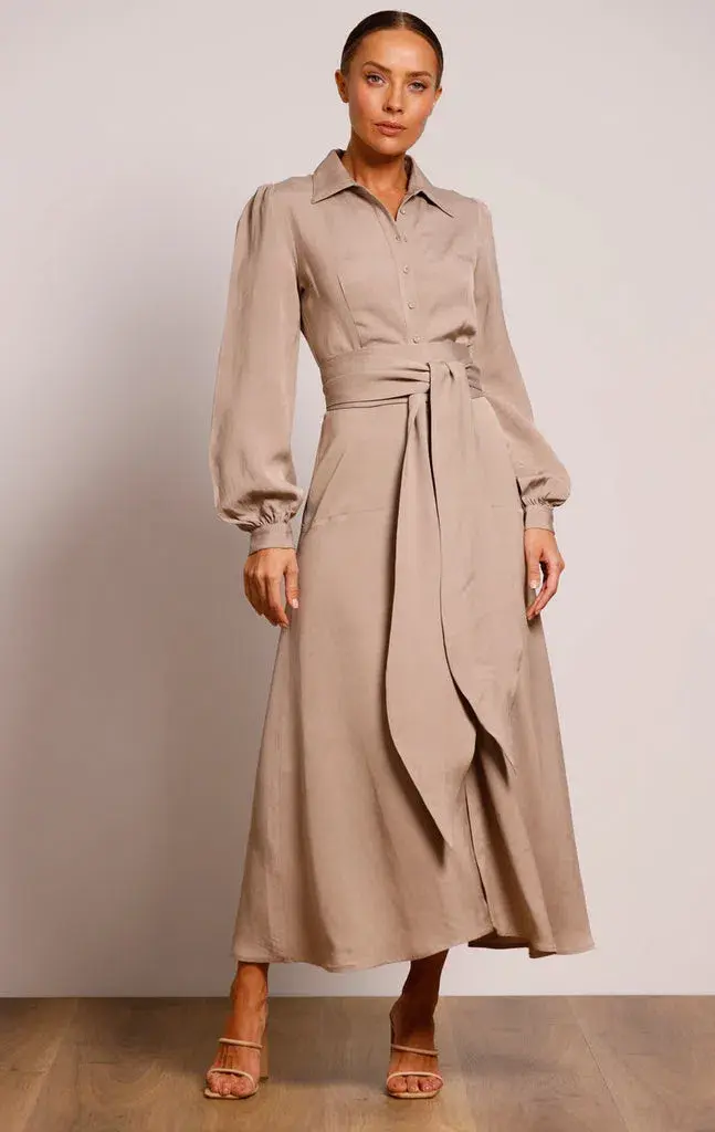 Pasduchas Regalia Shirt Midi Dress Nude Size 8 for rent on The Volte - main image