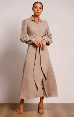 Pasduchas Regalia Shirt Midi Dress Nude Size 8 for rent on The Volte - image 1