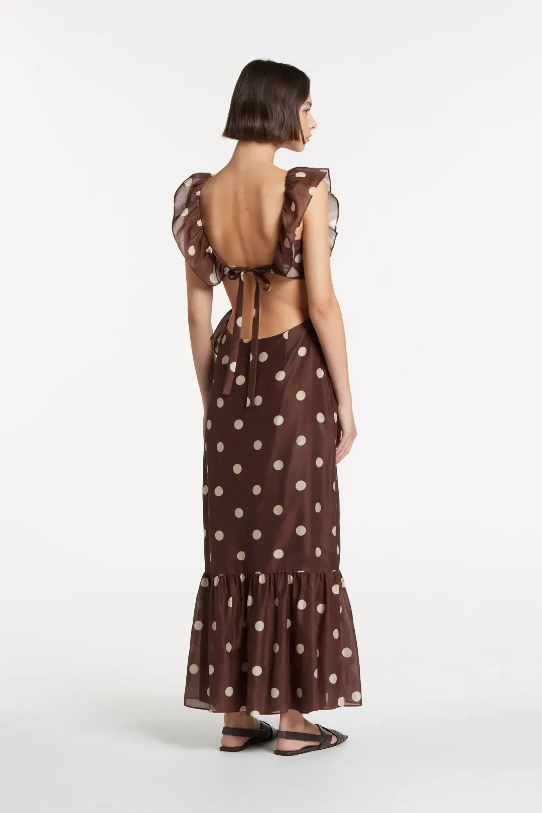 Sir the Label Vivi Frill Dress in Marlon Polka Dot Size 0 / AU 6 for rent on The Volte - main image
