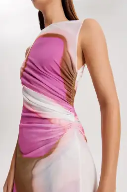 Scanlan Theodore Italian Watercolour Dress Pink Tan Size 10 for rent on The Volte - image 4