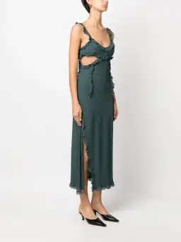 Acne Studios Ruffle Cut-Out Dress Green Size 10 for rent on The Volte - image 2
