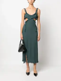 Acne Studios Ruffle Cut-Out Dress Green Size 10 for rent on The Volte - image 1