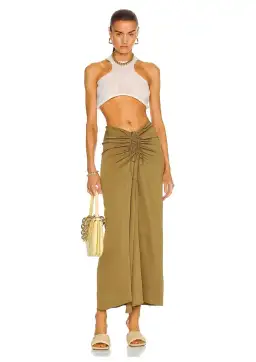 Christopher Esber Ruched Skirt Olive Green Size 6