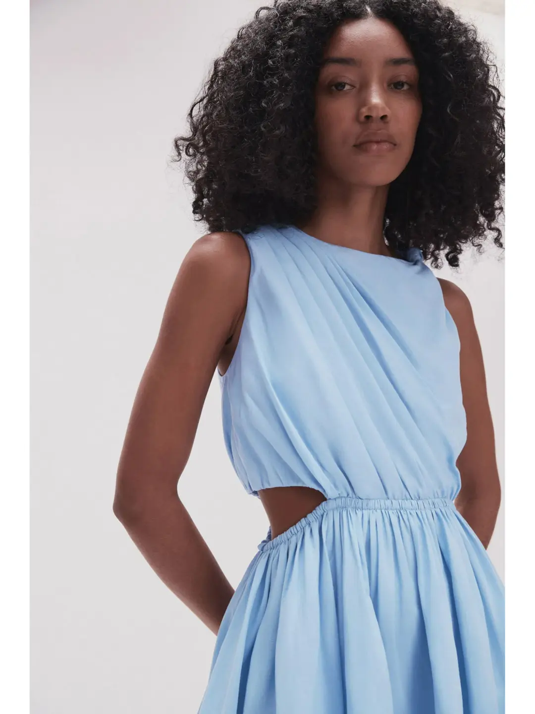 Aje Abbey Twisted Mini Dress in Light Sky Blue Size AU 8 for rent on The Volte - main image