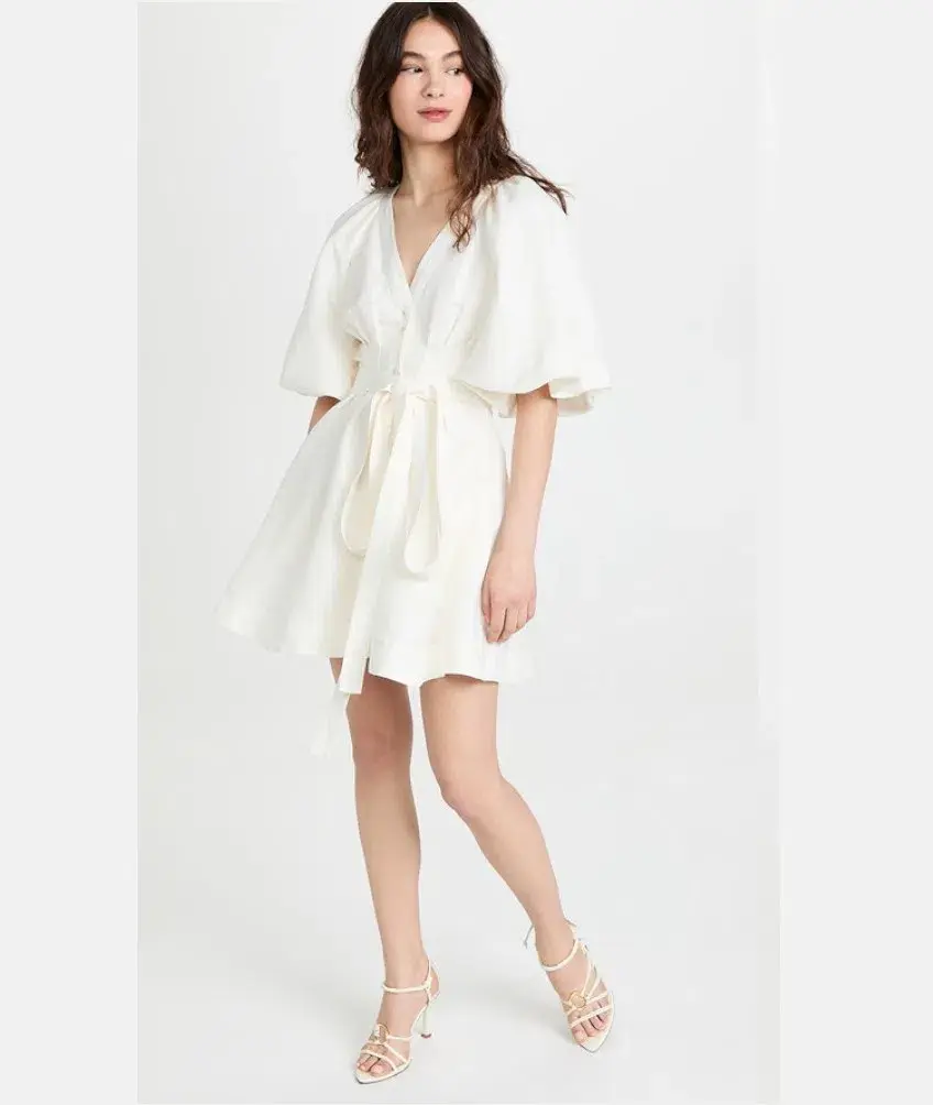 Aje Evermore Belted Mini Dress in Ivory Size 6 for rent on The Volte - main image