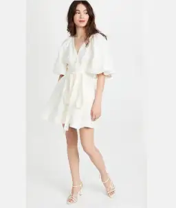 Aje Evermore Belted Mini Dress in Ivory Size 6 for rent on The Volte - image 2