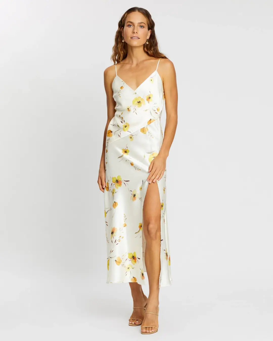 Bec and Bridge Colette Wrap Midi Dress White Floral Size 8 for rent on The Volte - main image