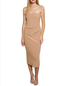 Bec & Bridge Elke Strapless Midi Dress in Beige Size AU 12 for rent on The Volte - image 2