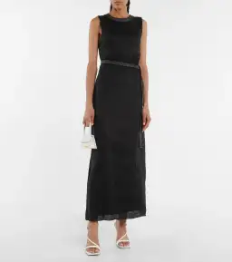 Sir the Label Vilma Cut Out Linen Maxi Dress in Black Size 8 for rent on The Volte - image 1