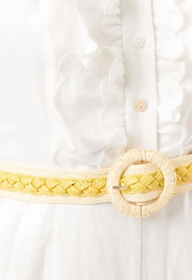 Zimmermann Amelie Frill Cropped Ruffled Linen Jumpsuit White Size 1 / AU 10 for rent on The Volte - main image