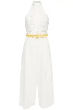 Zimmermann Amelie Frill Cropped Ruffled Linen Jumpsuit White Size 1 / AU 10 for rent on The Volte - image 7