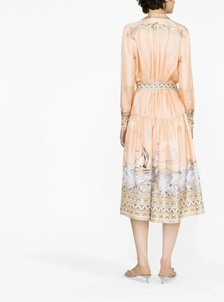 Zimmermann High Tide Odyssey Print Shirt Midi Dress Multi Size 1 / AU 10 for rent on The Volte - main image