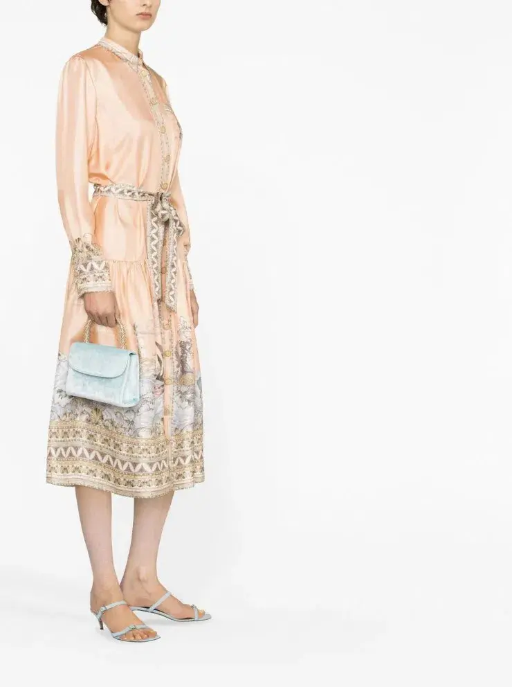 Zimmermann High Tide Odyssey Print Shirt Midi Dress Multi Size 1 / AU 10 for rent on The Volte - main image