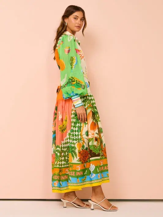 Alemais Paradiso Midi Shirtdress Multi Print Size 16 for rent on The Volte - main image