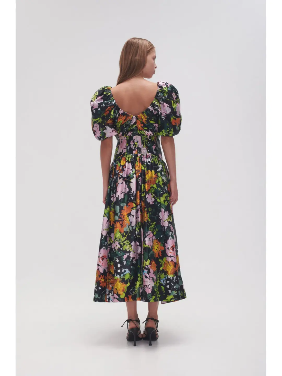 Aje Gabrielle Plunge Midi Dress Midnight Floral Size AU 8 for rent on The Volte - main image