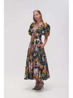 Aje Gabrielle Plunge Midi Dress Midnight Floral Size AU 8 for rent on The Volte - image 3