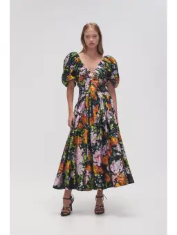 Aje Gabrielle Plunge Midi Dress Midnight Floral Size AU 8 for rent on The Volte - image 1