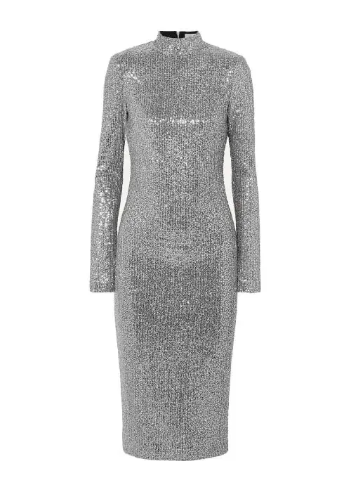 Rebecca Vallance Andree Sequined Dress Silver Size AU 6 for rent on The Volte - main image