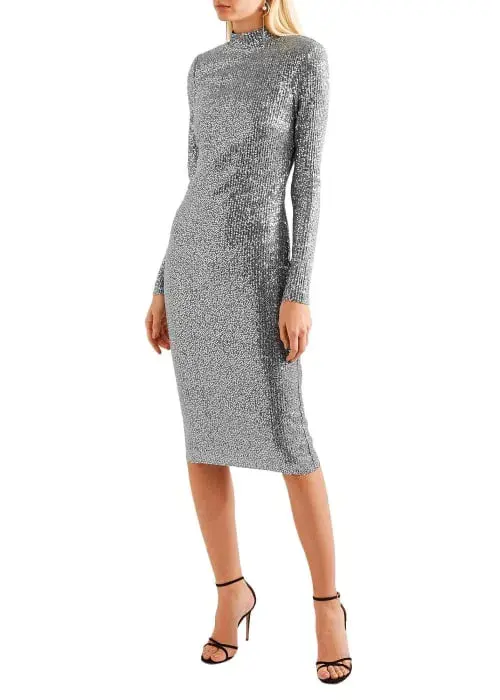 Rebecca Vallance Andree Sequined Dress Silver Size AU 6 for rent on The Volte - main image
