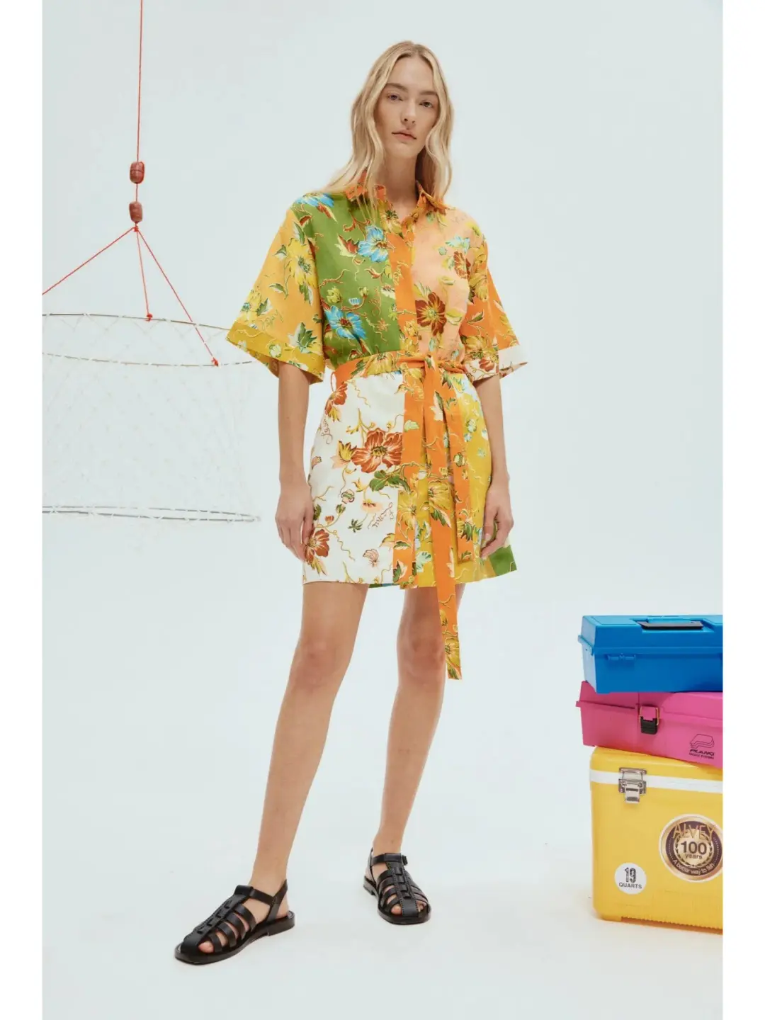 Alemais Hotel Lamu Spliced Mini Dress in Multi Size AU 12 for rent on The Volte - main image