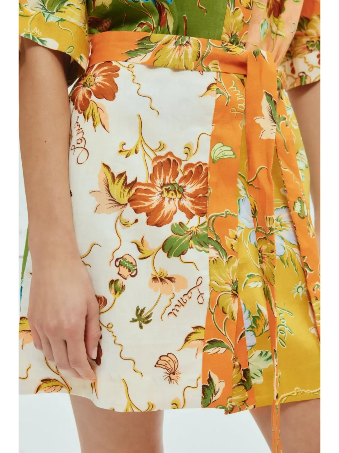 Alemais Hotel Lamu Spliced Mini Dress in Multi Size AU 16 for rent on The Volte - main image