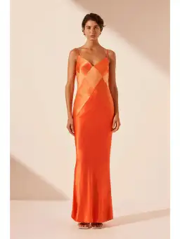 Shona Joy Mia Contrast Spliced Maxi Dress Red Orange/Hibiscus Size AU 10 for rent on The Volte - image 1