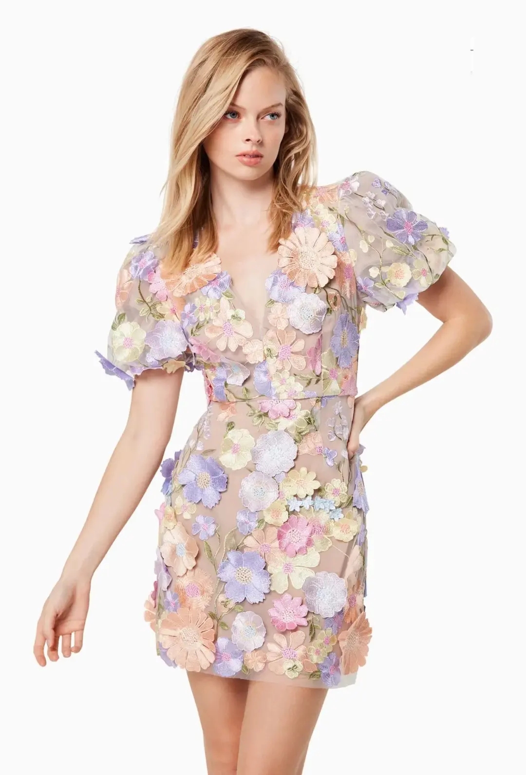 Elliatt Anthea 3D Lace Mini Dress Floral Size S / AU 8 for rent on The Volte - main image