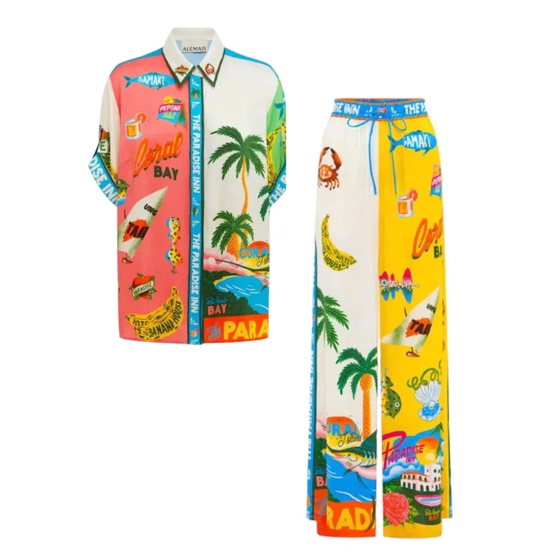 Alemais Paradiso Silk Shirt Size 6 & Pants Size 10 Set for rent on The Volte - main image