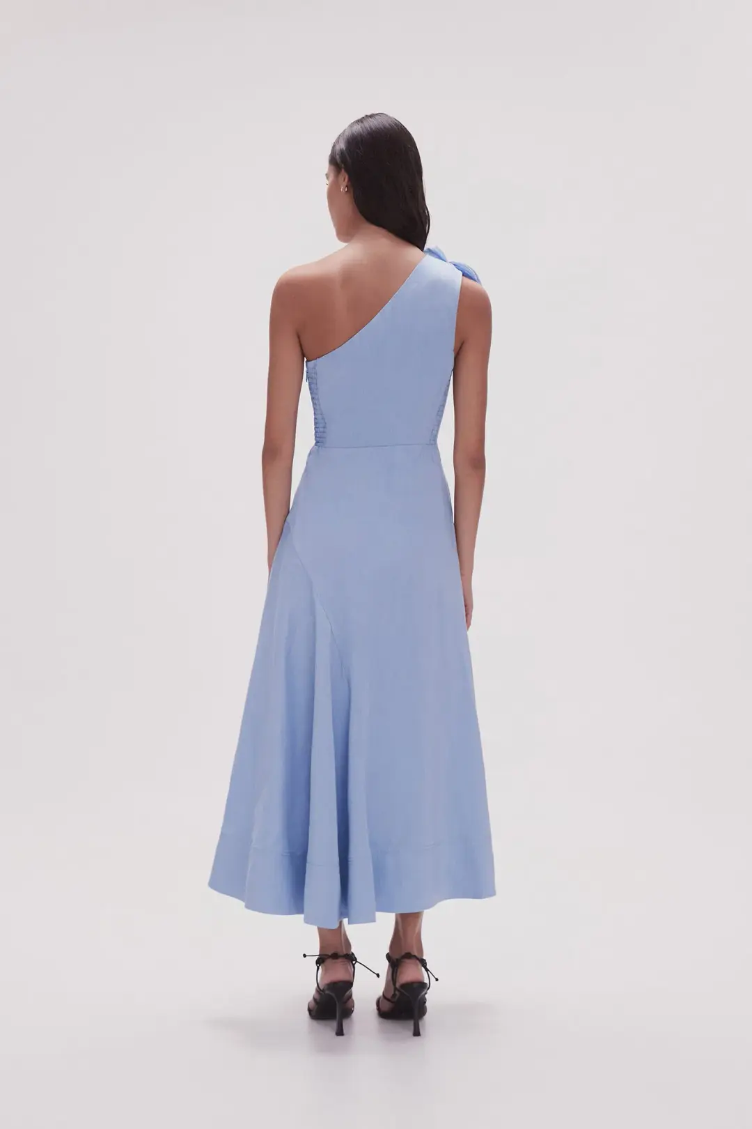 Aje Adelia Ruffle Midi Dress Light Sky Blue Size 12 for rent on The Volte - main image