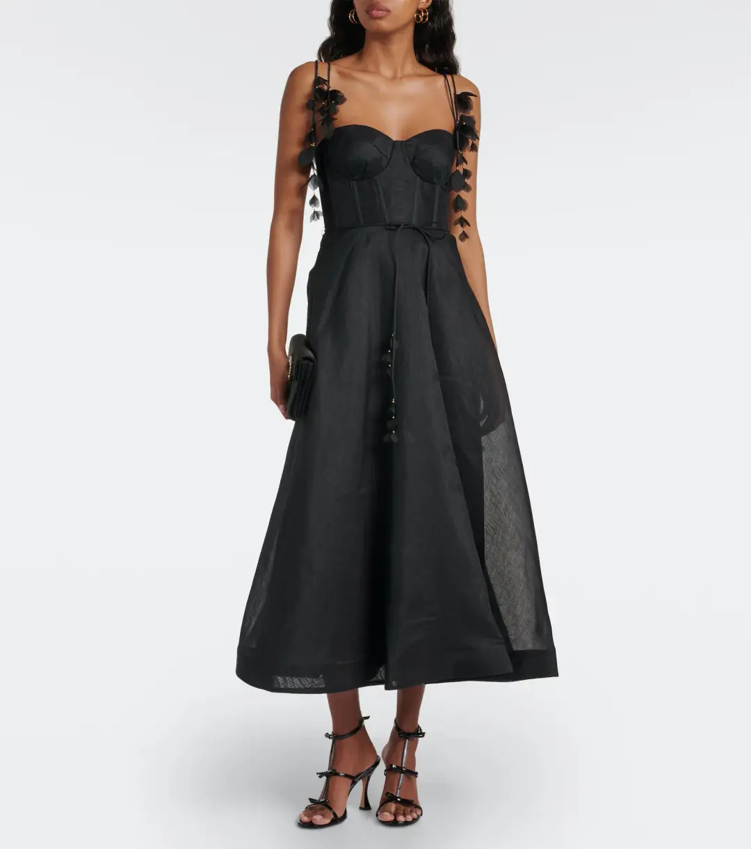 Zimmermann Natura Midi Corset Dress Black Size 0 / AU 8 for rent on The Volte - main image
