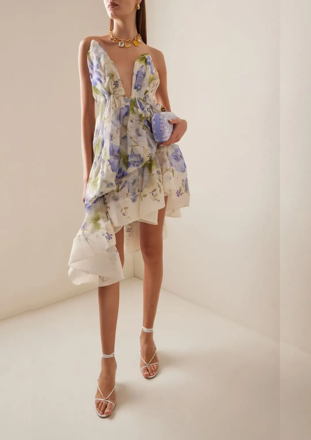 Zimmermann Natura Draped Mini Blue Floral Size 0 / AU 8 for rent on The Volte - main image
