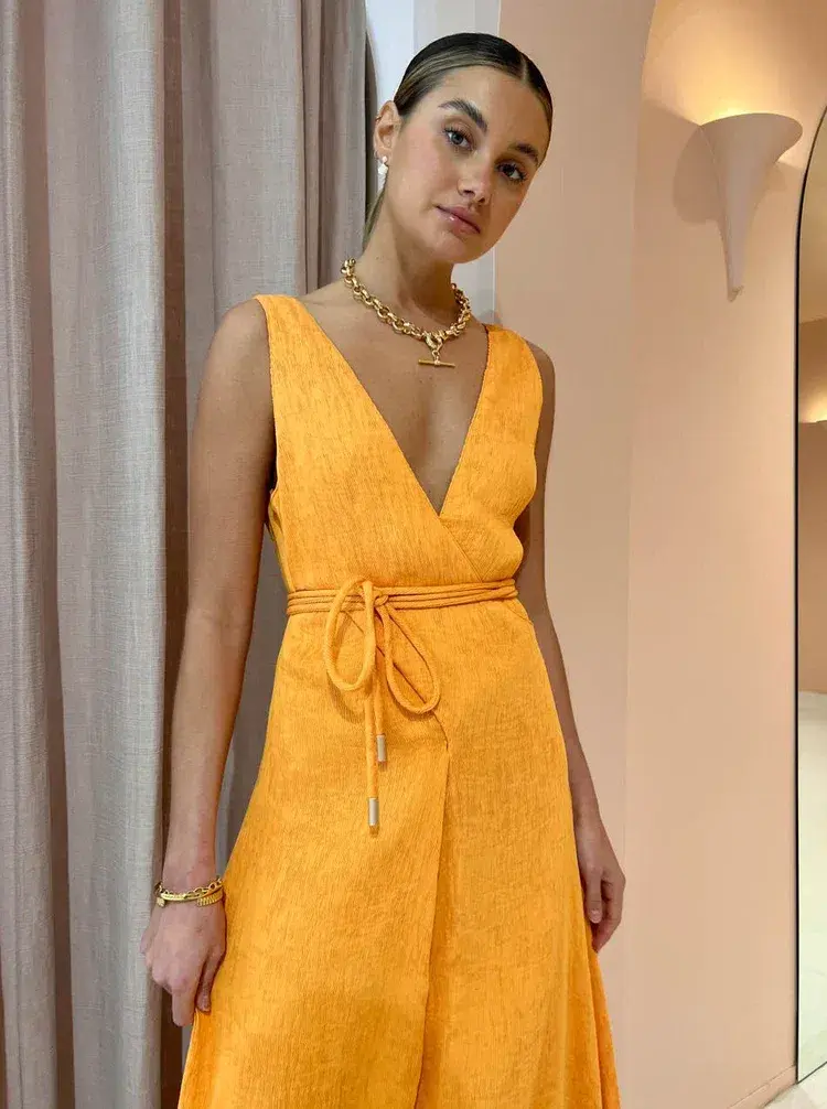 By Nicola Starboard Cross Waist Maxi Dress Orange Size 10 for rent on The Volte - main image