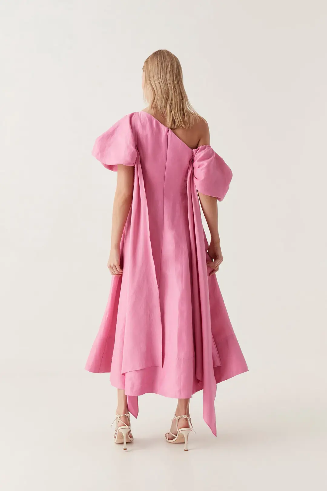 Aje Arista Tulip Sleeve Midi Dress Pink Size 12 for rent on The Volte - main image