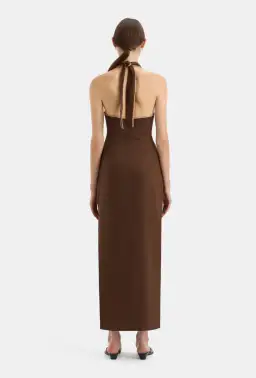Sir the Label Affogato Halter Dress Chocolate Brown Size AU 8 for rent on The Volte - image 2