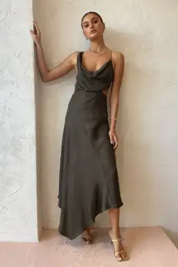 One Fell Swoop Josephine Midi Dress Lotus Suede Size 8 for rent on The Volte - image 2