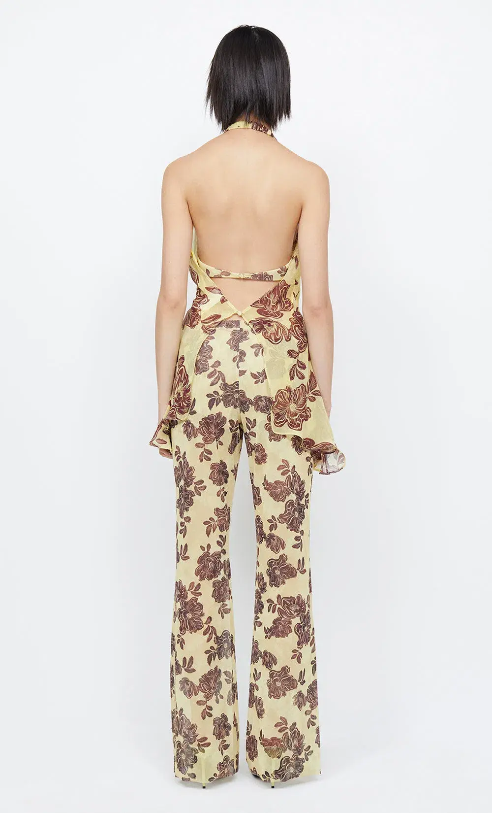 Bec & Bridge Malibu Bay Halter in Size 8 and Priya Pant in Size 10 Citrus Plum Floral for rent on The Volte - main image