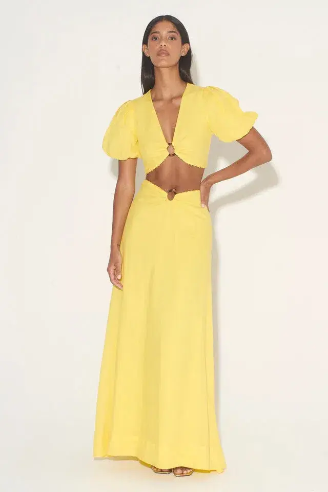 Hansen and Gretel Greer Top & Freya Skirt Set Sunshine Yellow Size XS / AU 6 for rent on The Volte - main image