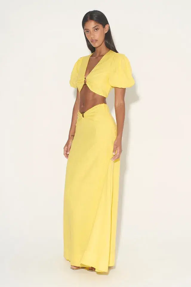 Hansen and Gretel Greer Top & Freya Skirt Set Sunshine Yellow Size XS / AU 6 for rent on The Volte - main image