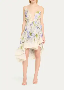 Zimmermann Natura Draped Mini Dress Blue Floral Size 0 / AU 8