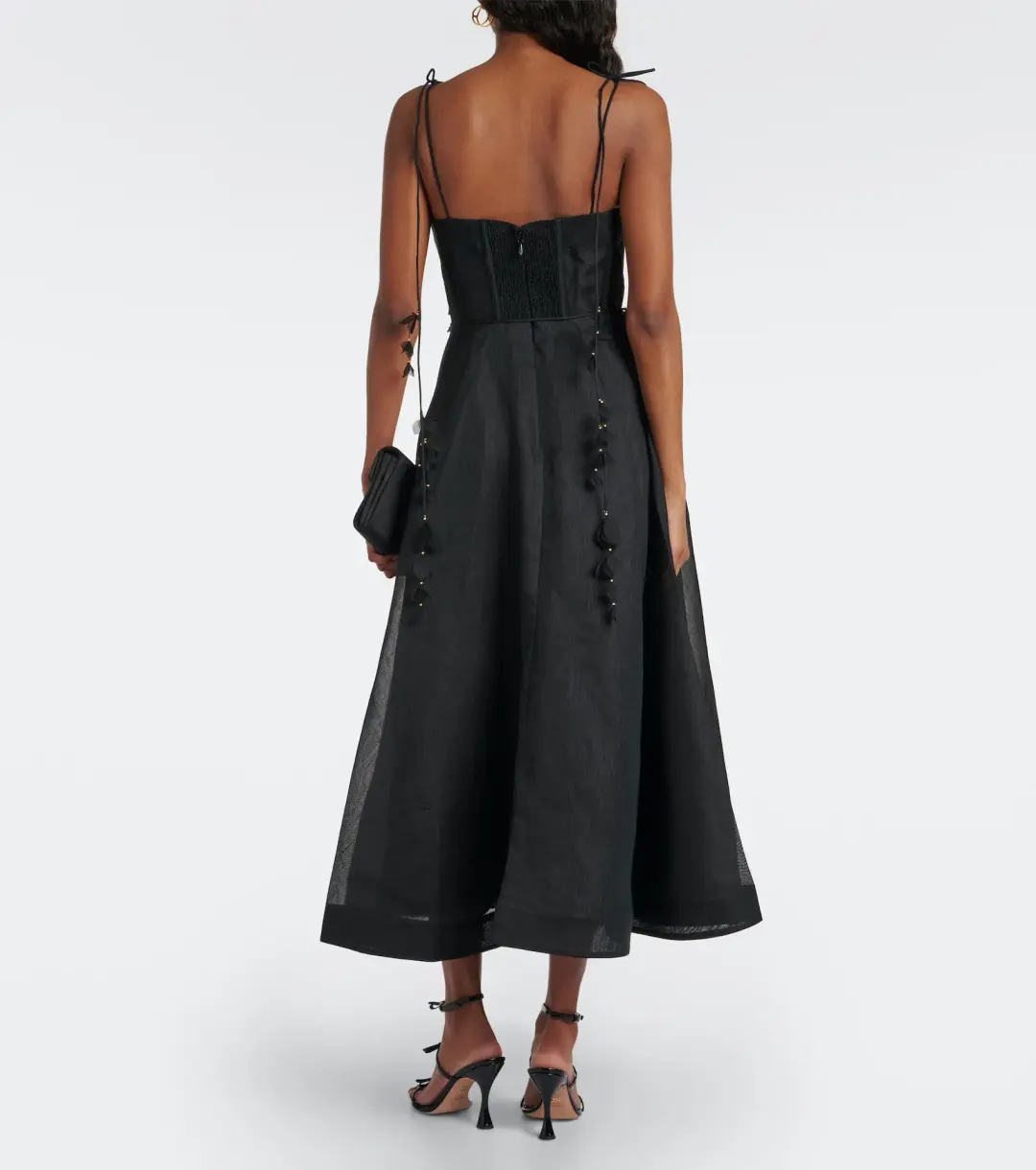 Zimmermann Natura Corset Midi Dress Black Size 0 / AU 8 for rent on The Volte - main image